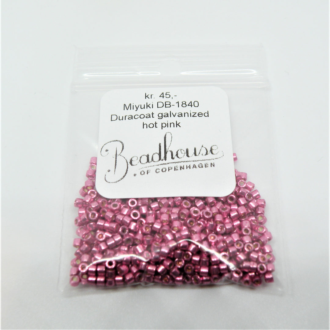 Lyserøde Glasperler, Delica beads, Duracoat galvanized hot pink