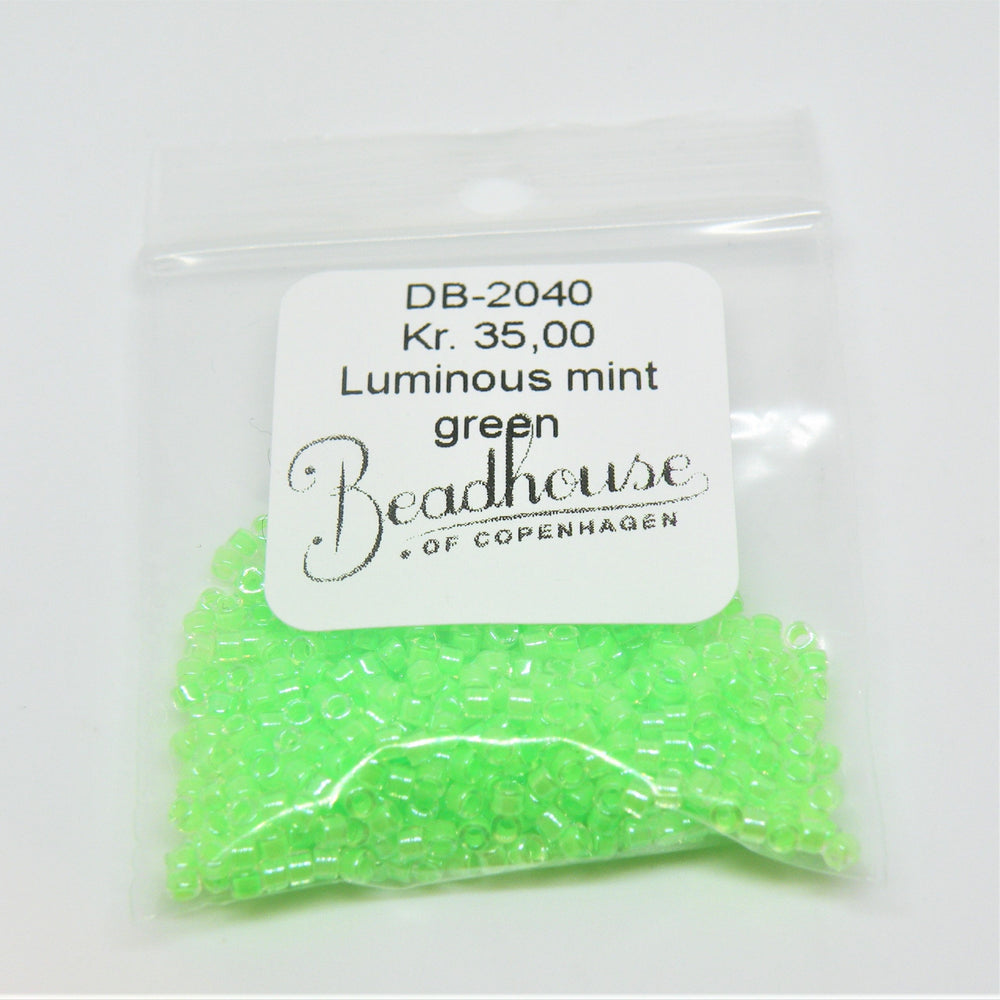 Grønne Glasperler, Delica beads, Luminous Mint Green