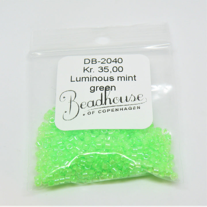 Grønne Glasperler, Delica beads, Luminous Mint Green