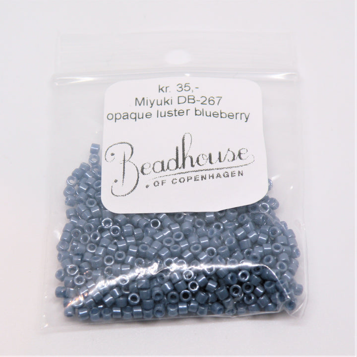 Blå Glasperler, Delica beads, Opaque luster blueberry