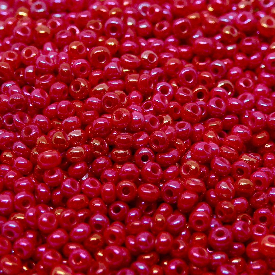 Røde Glasperler, seed beads, deep plum