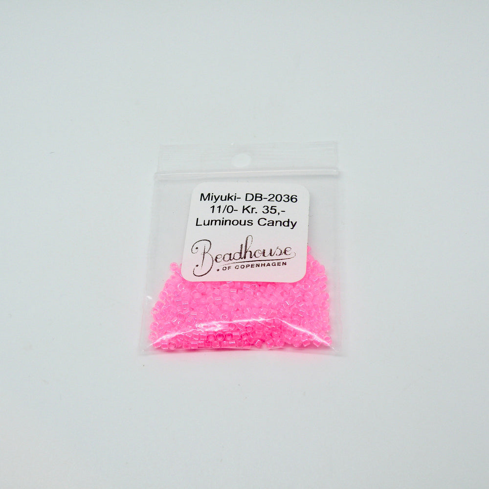 Lyserøde Glasperler, Delica beads, luminous pink