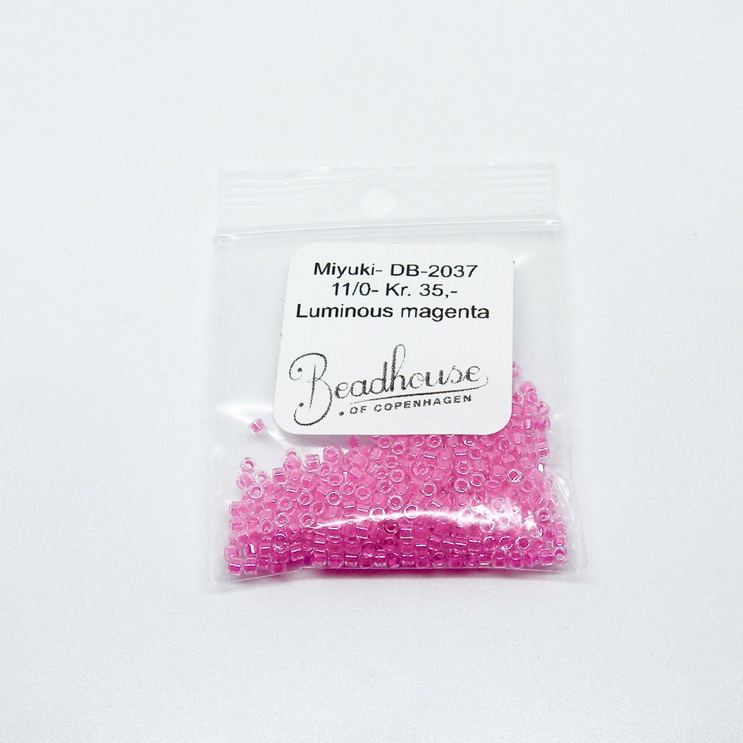 Lyserøde Glasperler, Delica beads, magenta pink