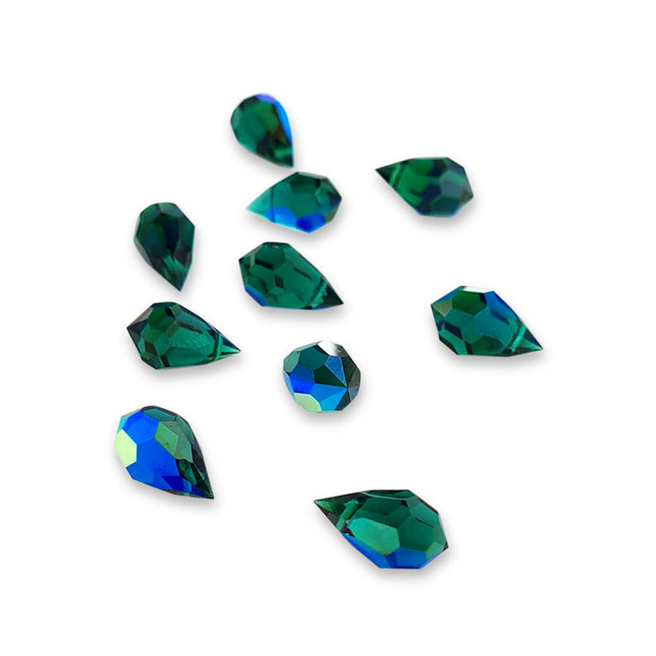 Grønne Preciosa Crystal Drops i Klar grøn ab. 9x15 mm.