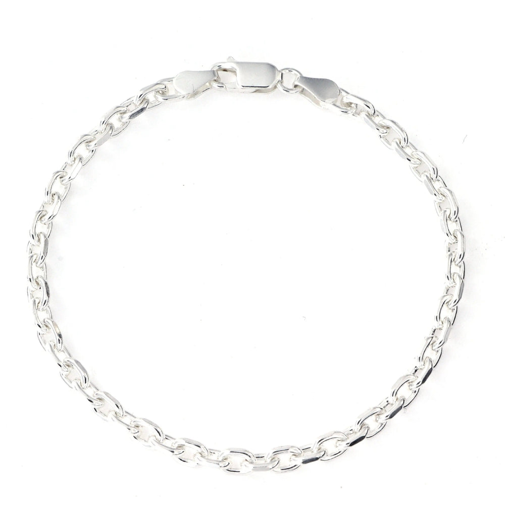 Armbånd, anker facet kæde, forgyldt og sterlingsølv, 16-21 cm/4 mm Spain