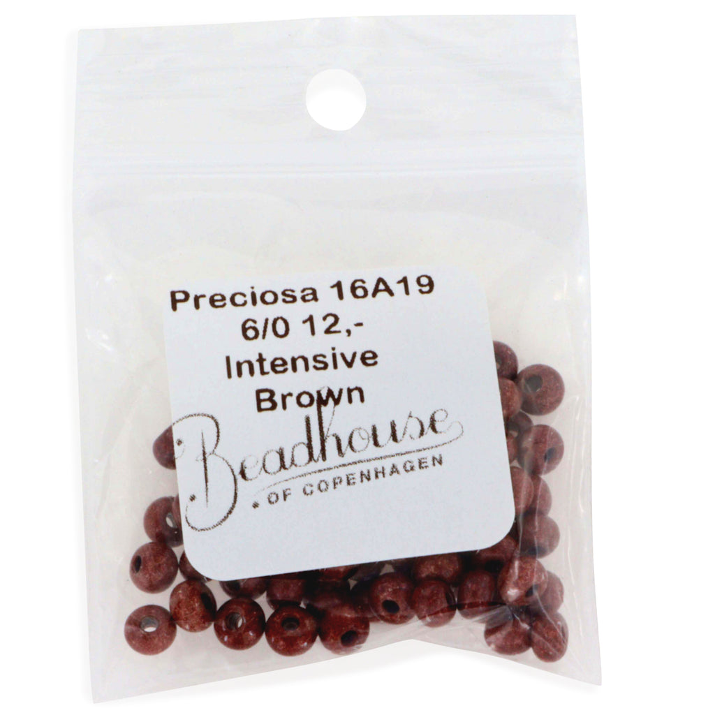 Brune Glasperle, Preciosa seed beads. Dark brown intensive dyed chalkwhite