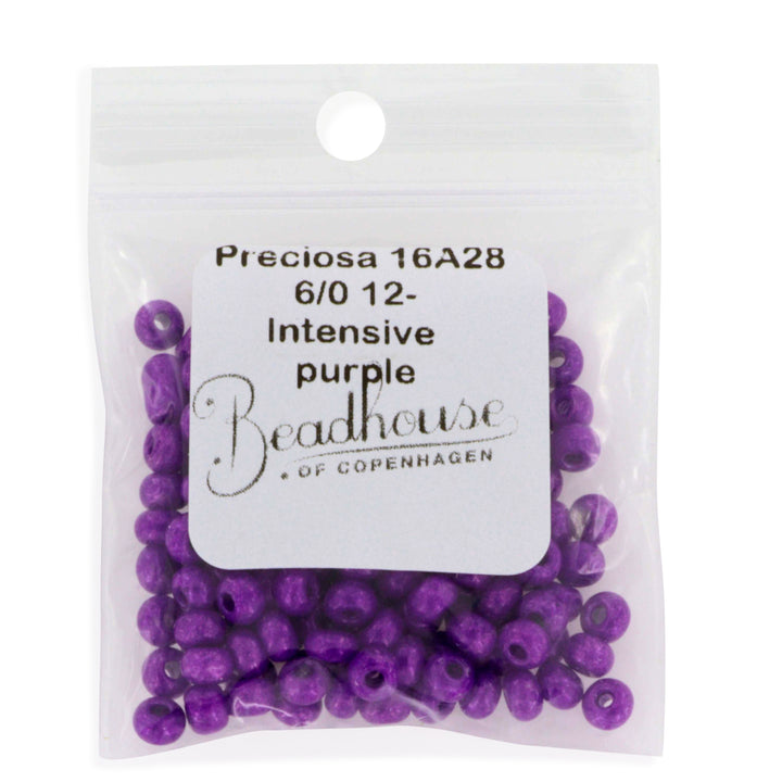 Lilla Glasperle, Preciosa seed beads, intens. Violet intensive dyed chalkwhite