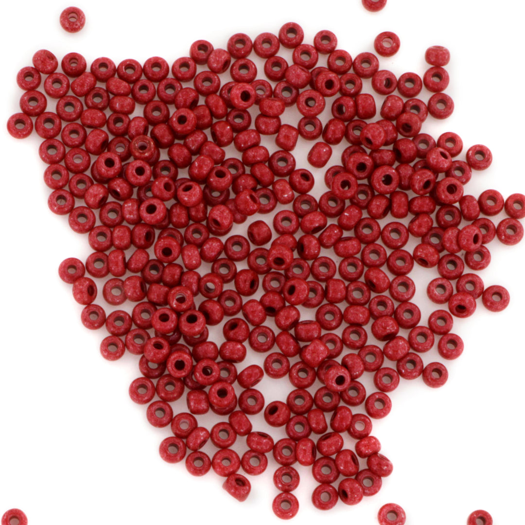 Rød Glasperle, Preciosa seed beads. Brown intensive dyed chalkwhite