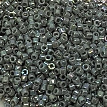 Grå Glasperler, Delica beads, opaque ab grå