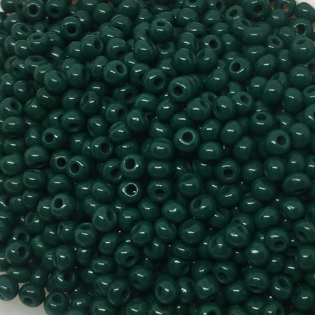 Grønne glasperler, seed beads, opaque mørke grøn
