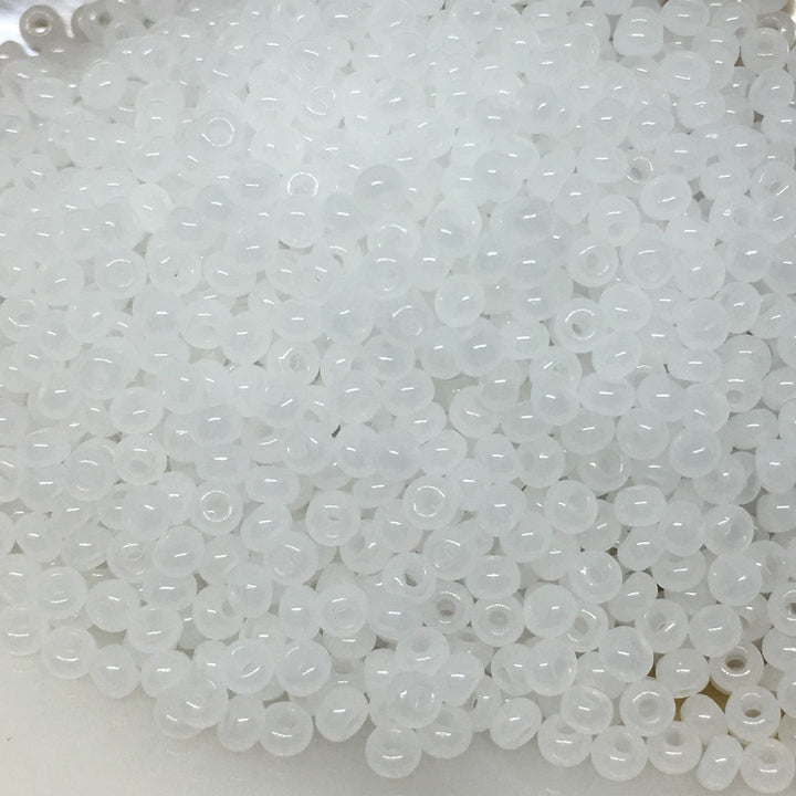 Hvide glasperler, seed beads, opaque alabaster white