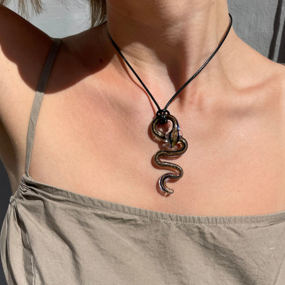 Vedhæng, håndlavet glas, slange Express