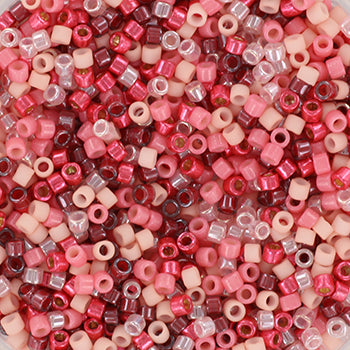 Miksede Glasperler, mixed Miyuki Delica beads, Pretty pink mix
