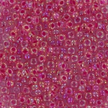 Røde Glasperler, Rocailles, hot pink foret krystal ab