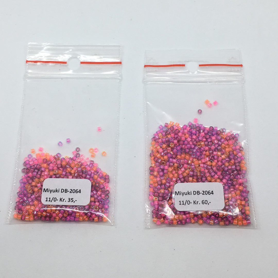 Lilla Glasperler, mixed Delica beads, lilla, orange og pink mix