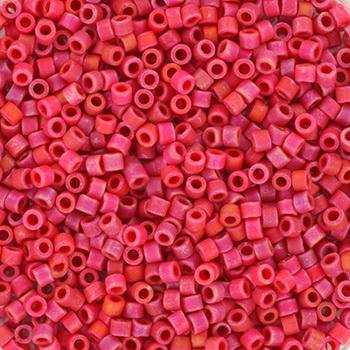 Røde Glasperler, Delica beads, opaque mat luster rød