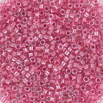 Lyserøde Glasperler, Delica beads, funklende pæon pink foret krystal