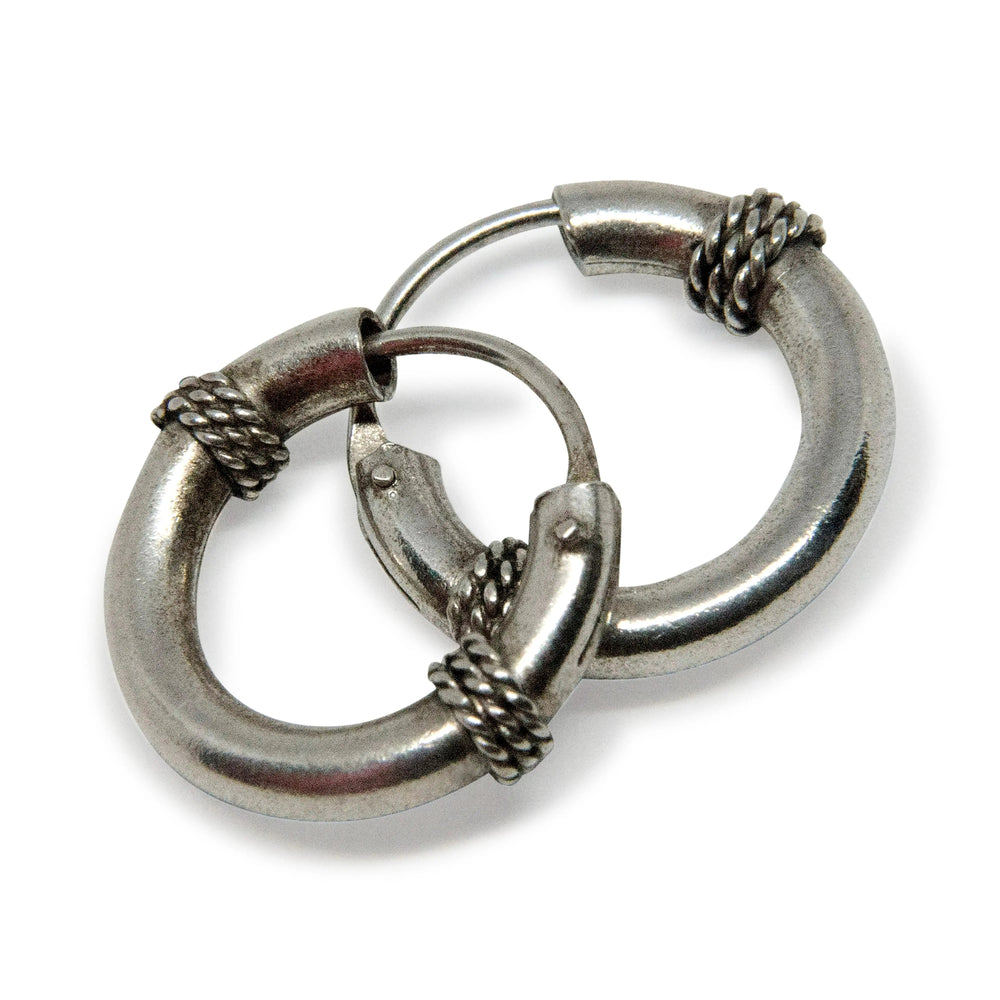 Øreringe, hoops med 2x3 snoede viklinger, sterlingsølv, 17-22 mm Beadhouse of Copenhagen