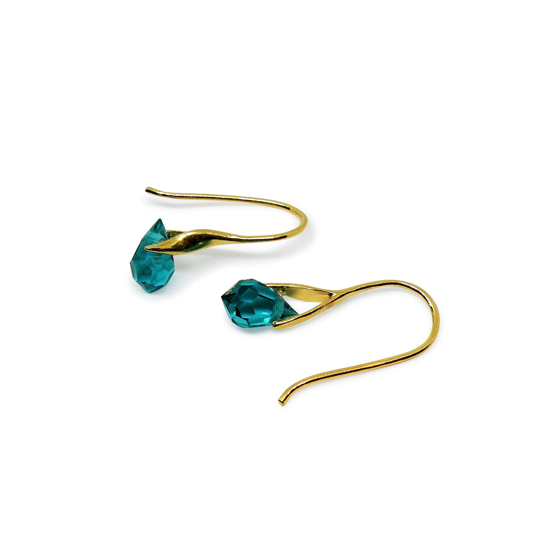 Øreringe i forgyldt sterlingsølv med Preciosa Crystal Drops "BLUE ZIRCON"