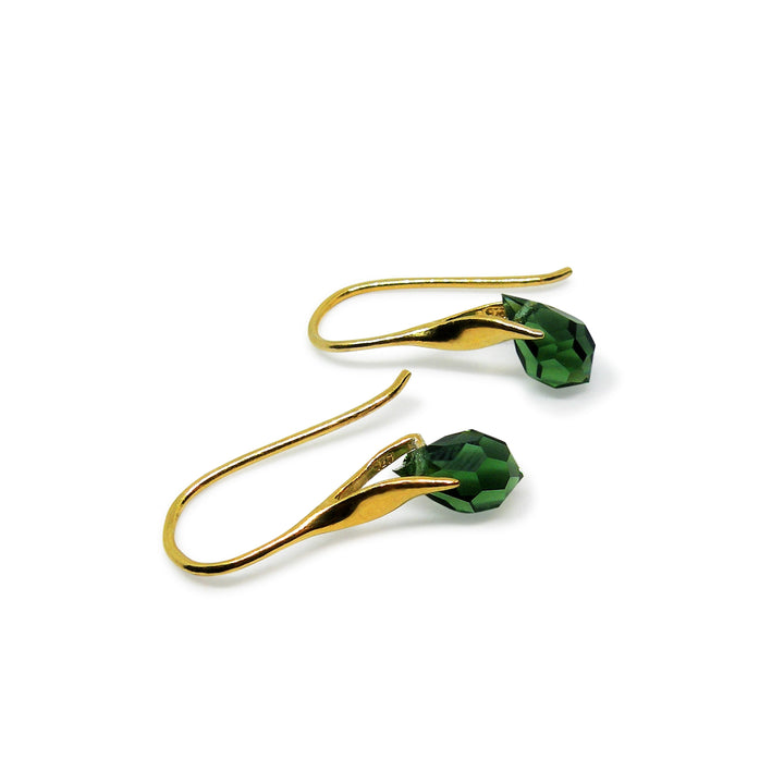 Øreringe i forgyldt sterlingsølv med Preciosa Crystal Drops "GREEN TURMALIN"