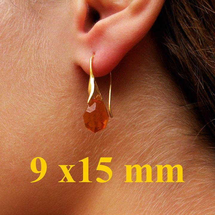 Øreringe i forgyldt sterlingsølv med Preciosa Crystal Drops "SAPPHIRE" m/regnbueskær