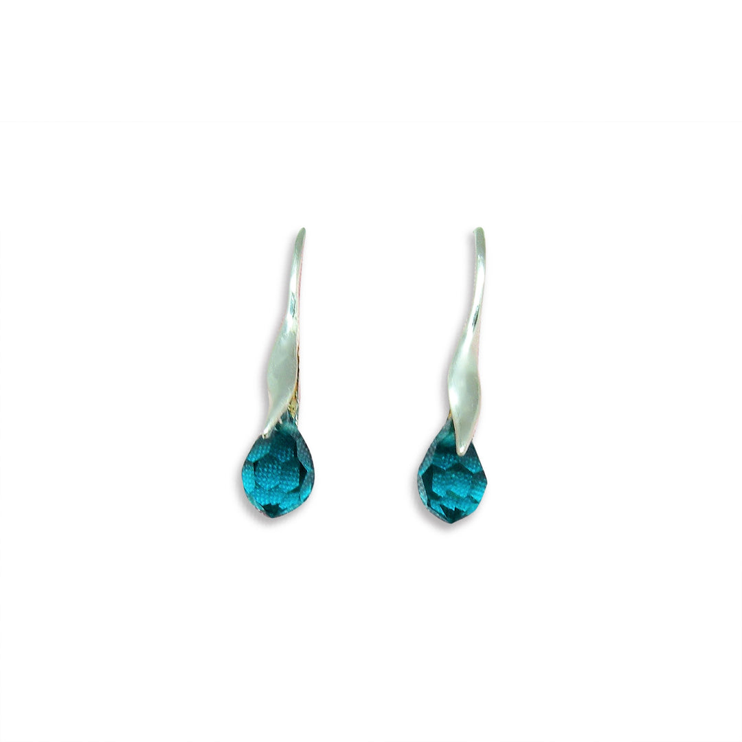 Øreringe i sterlingsølv med Preciosa Crystal Drops "BLUE ZIRCON"