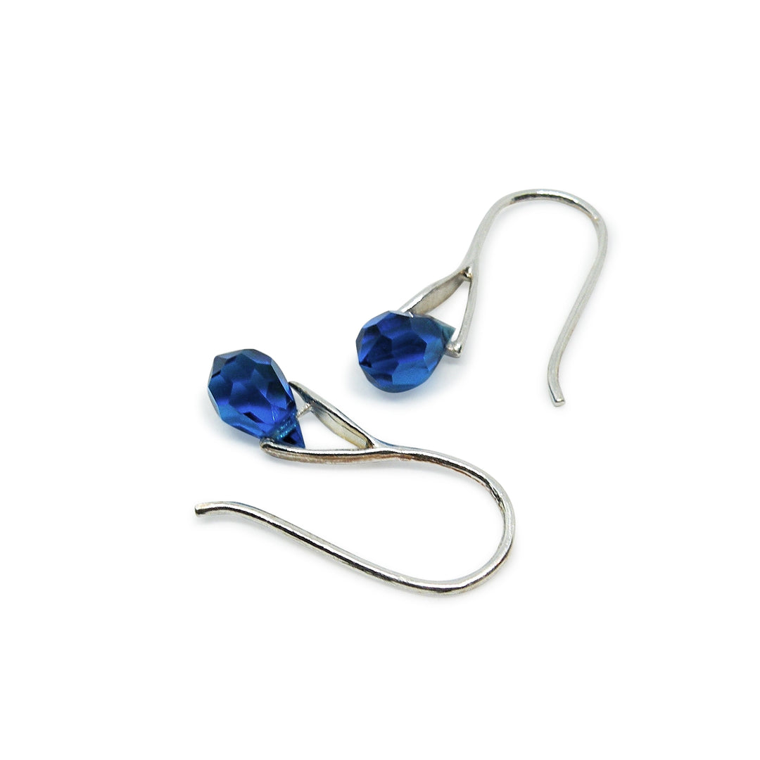 Øreringe i sterlingsølv med Preciosa Crystal Drops "CAPRI BLUE"