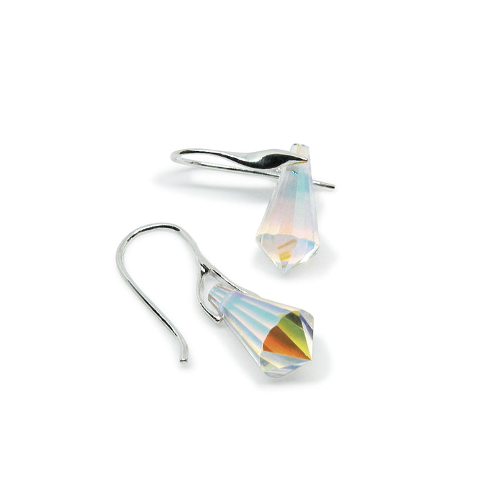 Øreringe i sterlingsølv med Preciosa Crystal Drops "CRYSTAL TITANIA" m/regnbueskær