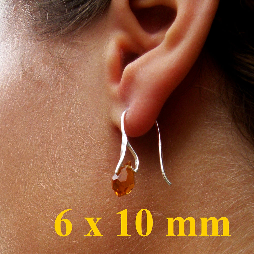 Øreringe i sterlingsølv med Preciosa Crystal Drops "JET" m/regnbueskær