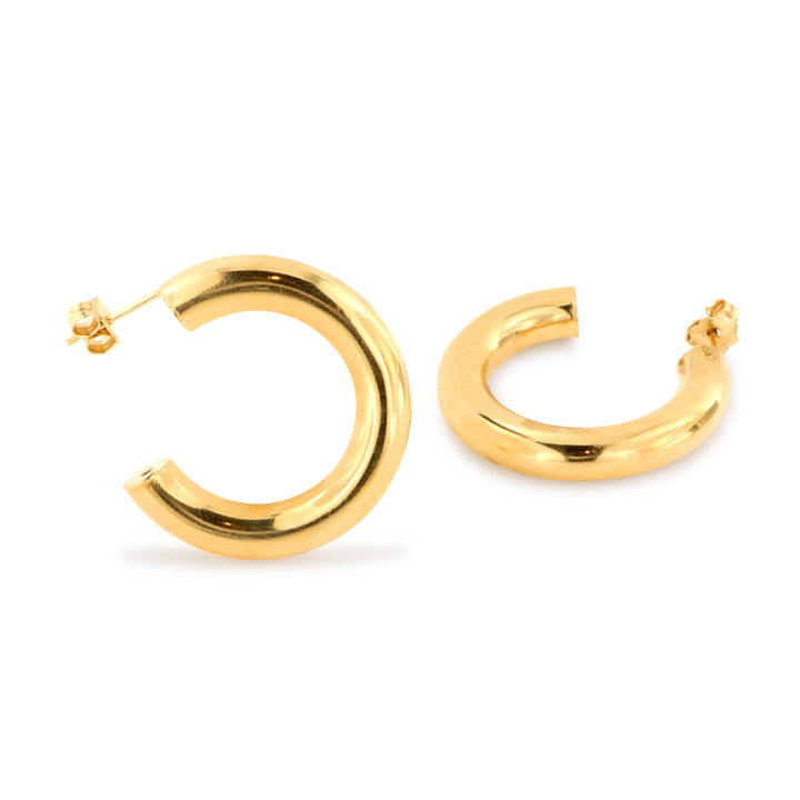 Øreringe klassisk chunky hoops 24 karat forgyldt sterlingsølv 32 mm