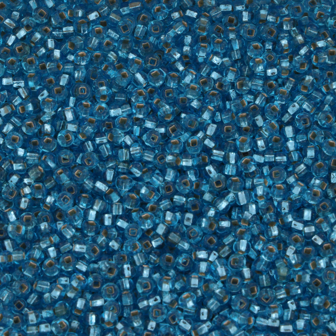 Blå - Silverlined Preciosa Glasperler. Seed Beads.