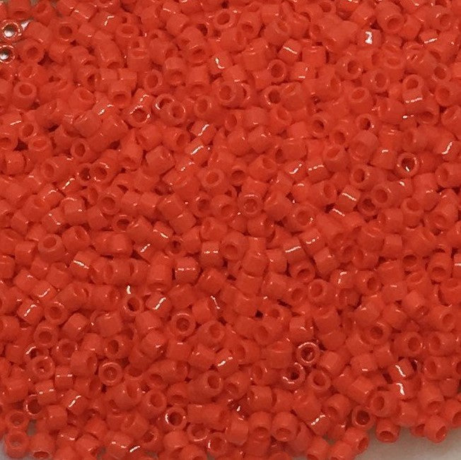 Røde Glasperler, Delica beads, opaque vermillion rød