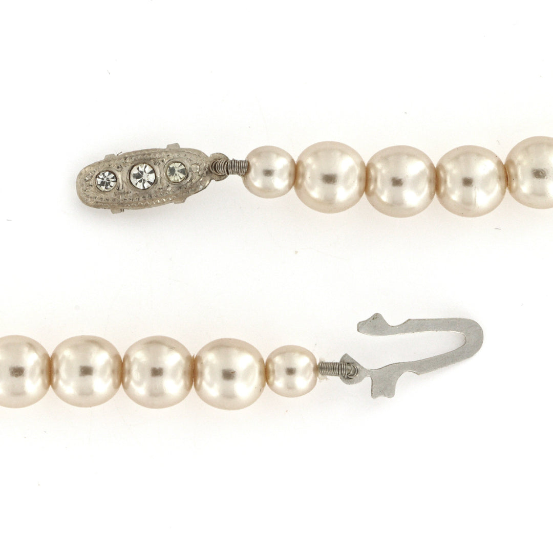 Halskæde i beige voks perle. VPK002. 45 cm. 7mm