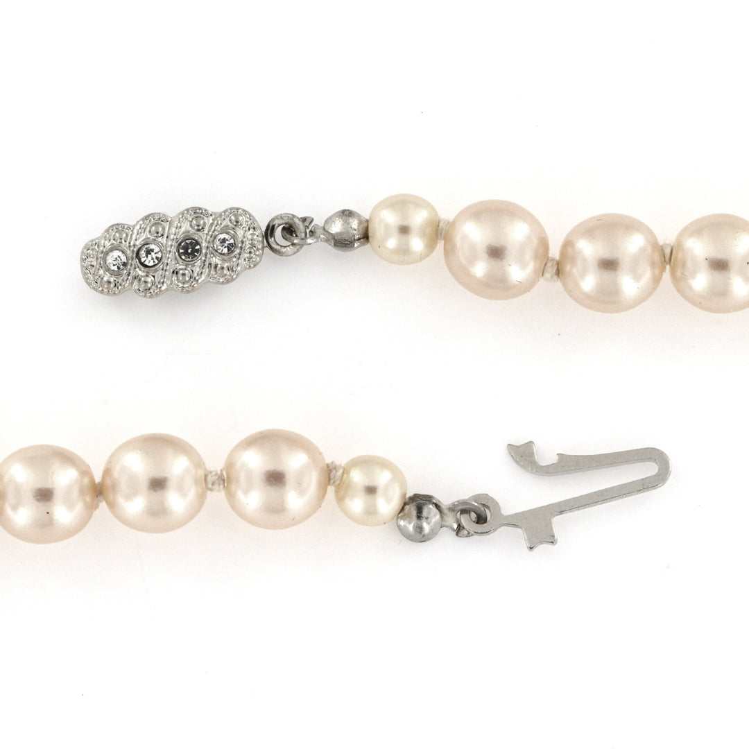 Halskæde i beige voks perle. VPK004. 64 cm. 7mm