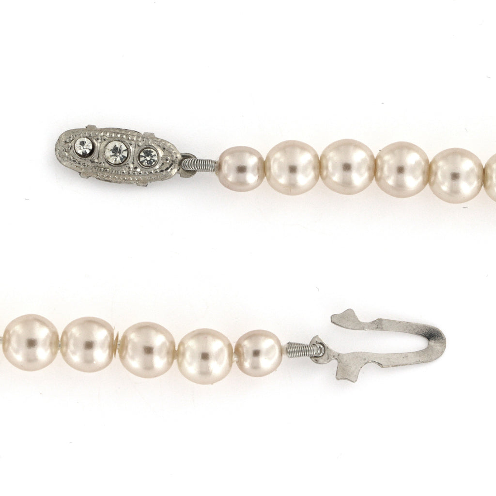 Halskæde i beige voks perle. VPK006. 45 cm. 6mm