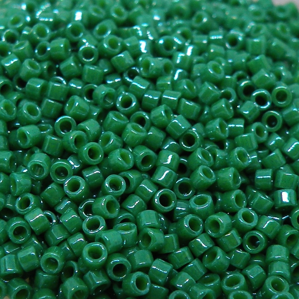 Grønne Glasperler, Delica beads, opaque grøn