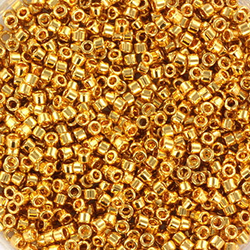 Guld Glasperler, Delica beads, 24 karat guldbelagt