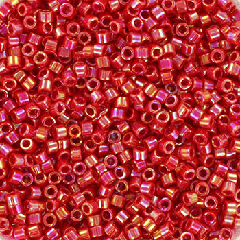 Røde Glasperler, Delica beads, Opaque AB red