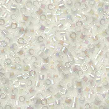 Hvide Glasperler, Delica beads, hvid perle ab