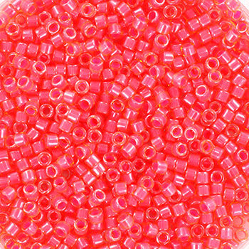 Pink Glasperler, Delica beads, luminous poppy red