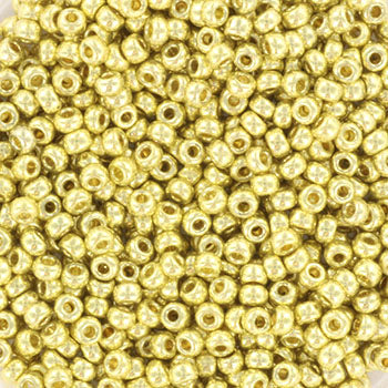 Miyuki glass seed beads, duracoat galvanized pale soft gold