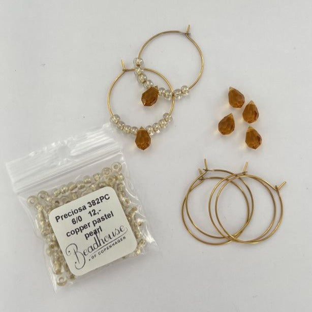DIY-øreringekit, forgyldt messing - Topaz krystal dråbe