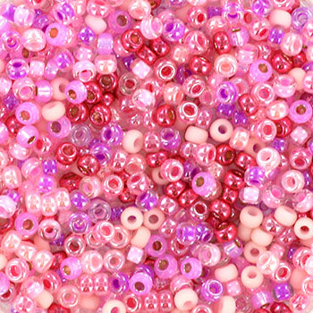 Miksede Glasperler, Miyuki Rocailles beads. - mix candy floss